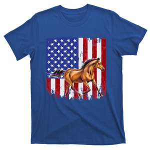 Patriotic Horse American Flag Horseback Riding Great Gift T-Shirt