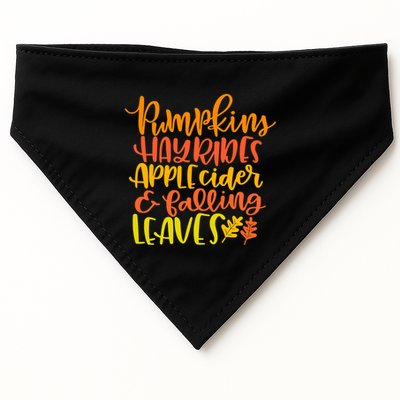 Pumpkins Hayrides Apple Cider And Falling Leaves Funny Fall USA-Made Doggie Bandana