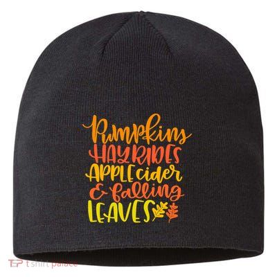 Pumpkins Hayrides Apple Cider And Falling Leaves Funny Fall Sustainable Beanie