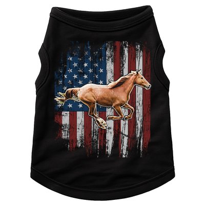 Patriotic Horse American Flag Horseback Riding Farm Gift Doggie Tank