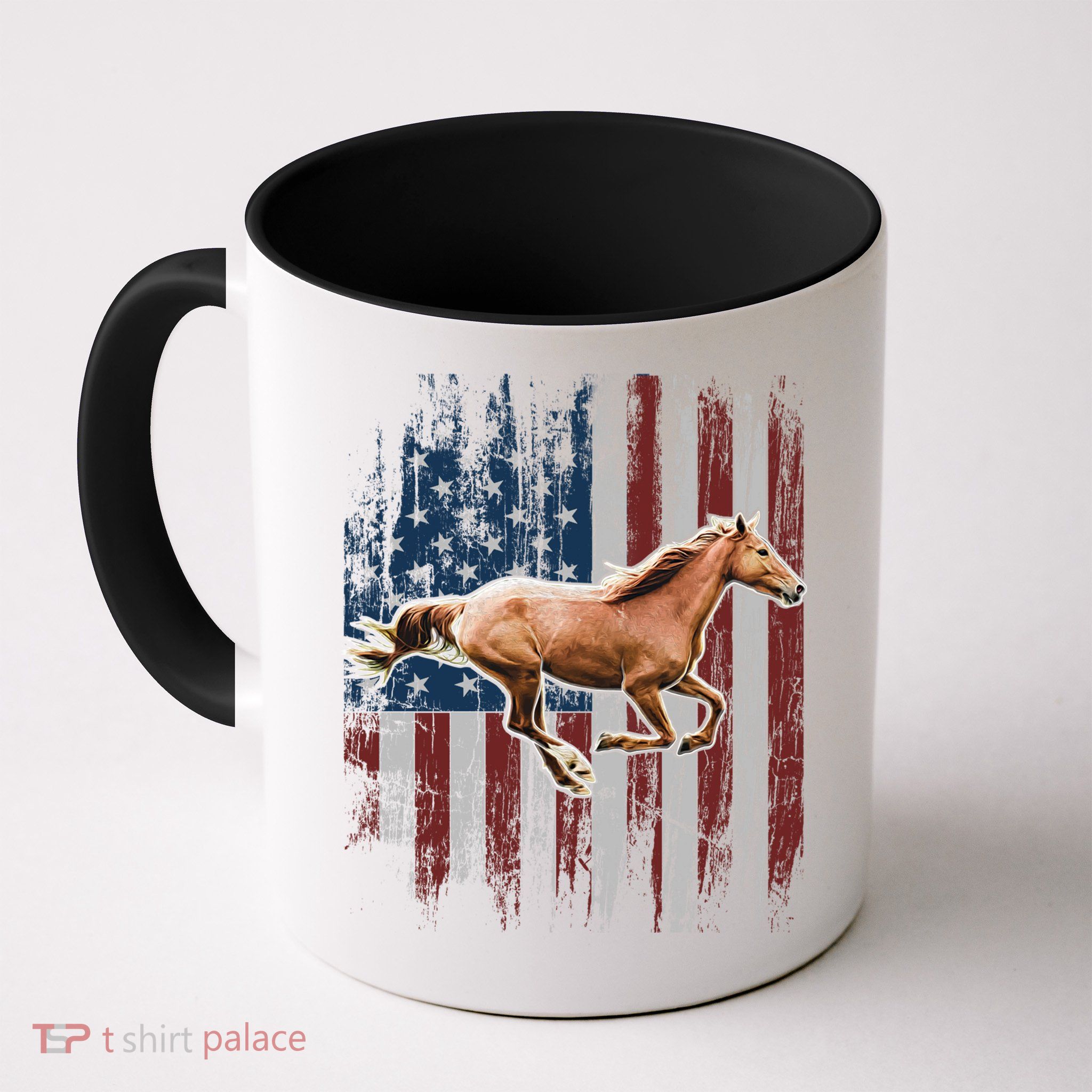 Patriotic Horse American Flag Horseback Riding Farm Gift Mug
