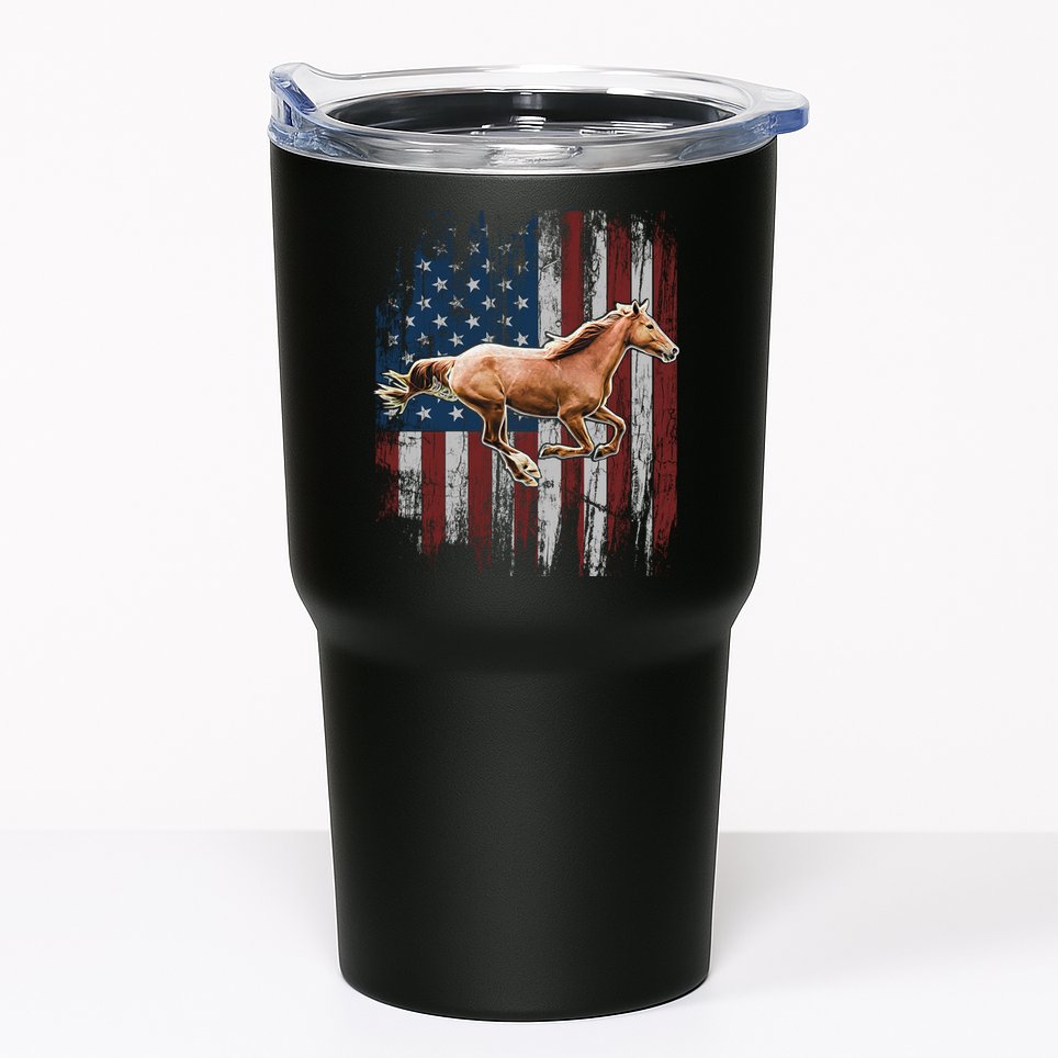 Patriotic Horse American Flag Horseback Riding Farm Gift Tumbler