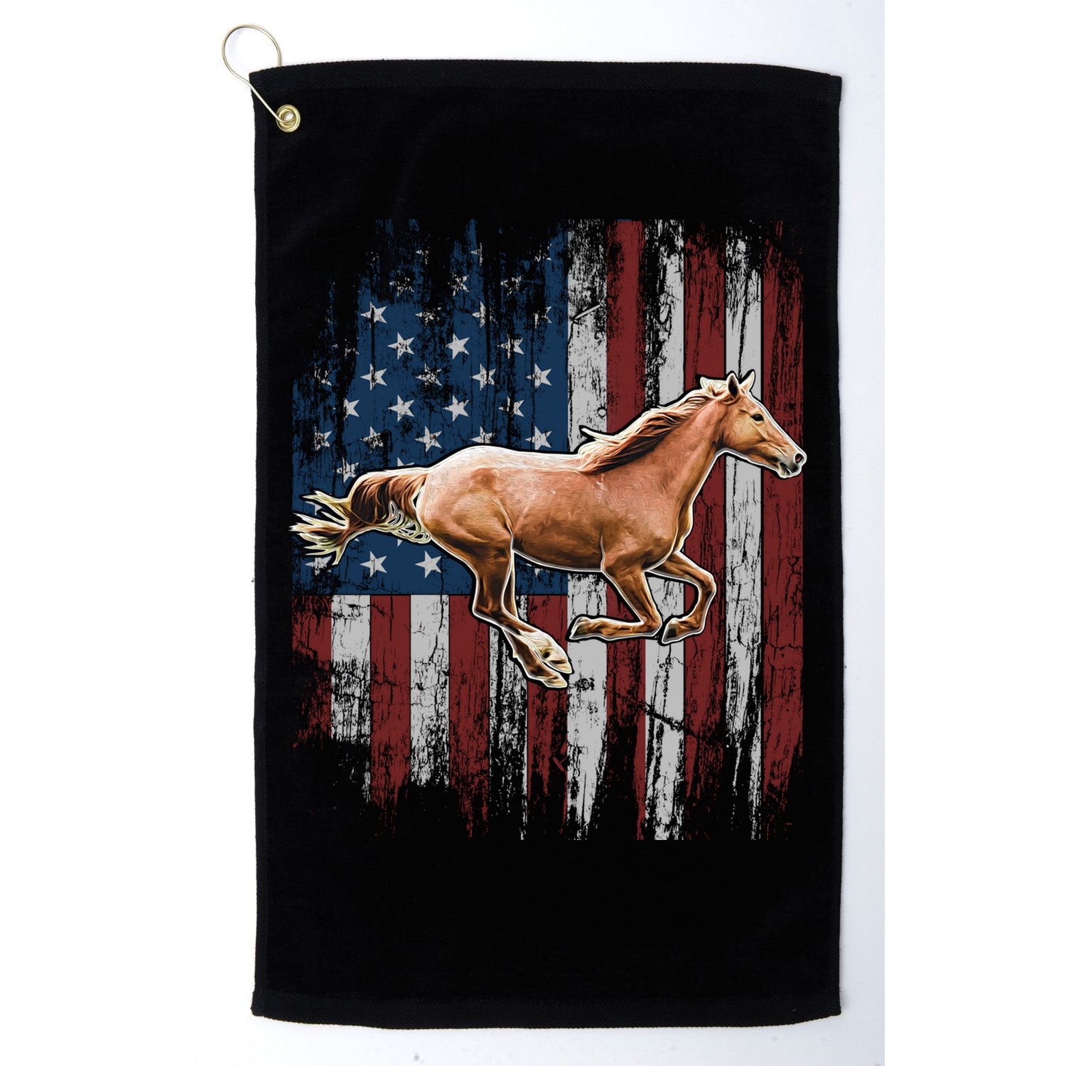 Patriotic Horse American Flag Horseback Riding Farm Gift Golf Towel