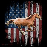 Patriotic Horse American Flag Horseback Riding Farm Gift Kids T-Shirt