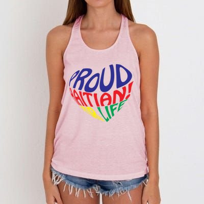 Proud Haitian American I Love Haiti Heart Souvenir Gift Idea Funny Gift Women's Knotted Racerback Tank