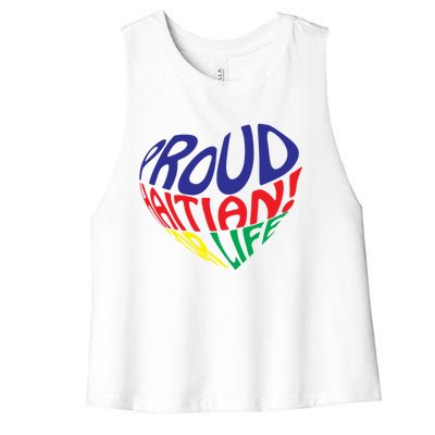 Proud Haitian American I Love Haiti Heart Souvenir Gift Idea Funny Gift Women's Racerback Cropped Tank