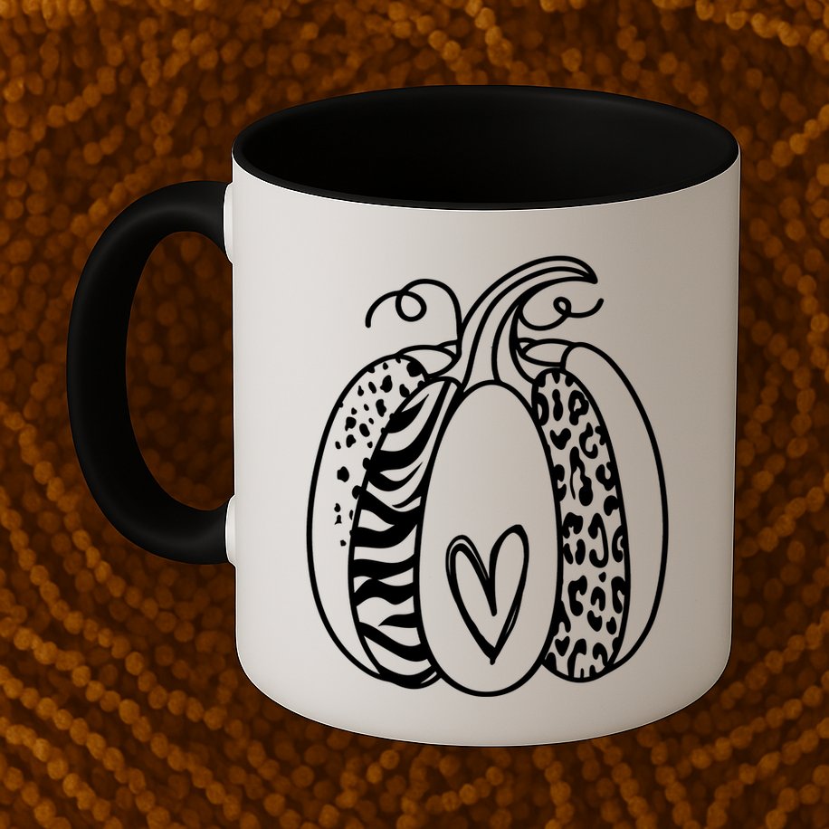 Pumpkin Heart Animal Print Cute Mug