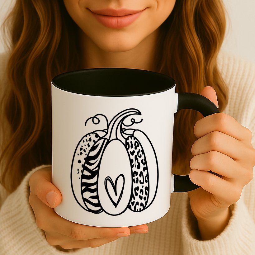 Pumpkin Heart Animal Print Cute Mug