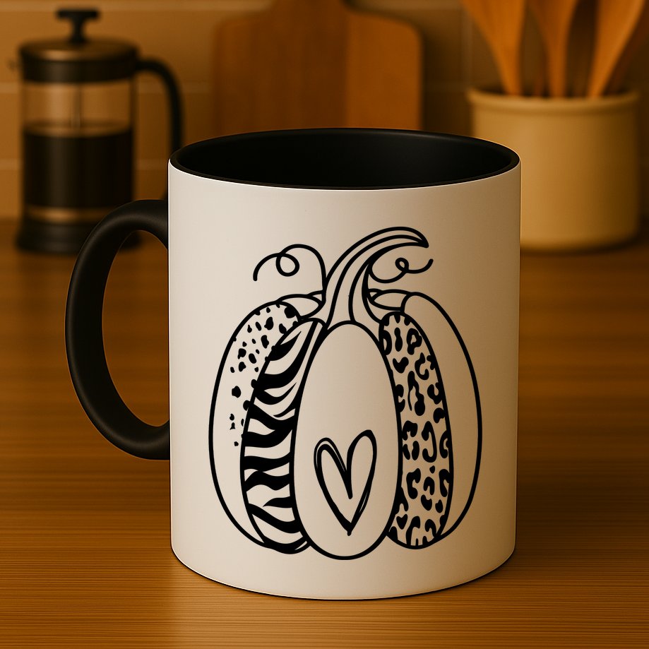 Pumpkin Heart Animal Print Cute Mug