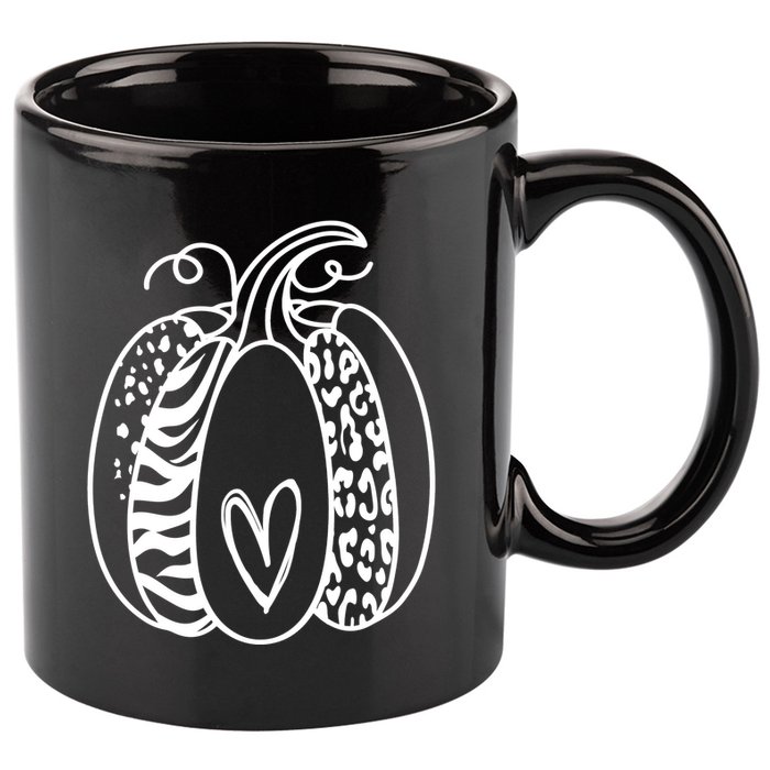 Pumpkin Heart Animal Print Cute 11oz C Handle Ceramic Mug
