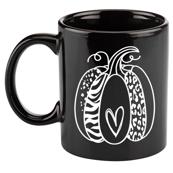 Pumpkin Heart Animal Print Cute 11oz C Handle Ceramic Mug