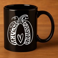 Pumpkin Heart Animal Print Cute 11oz C Handle Ceramic Mug