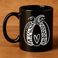 Pumpkin Heart Animal Print Cute 11oz C Handle Ceramic Mug