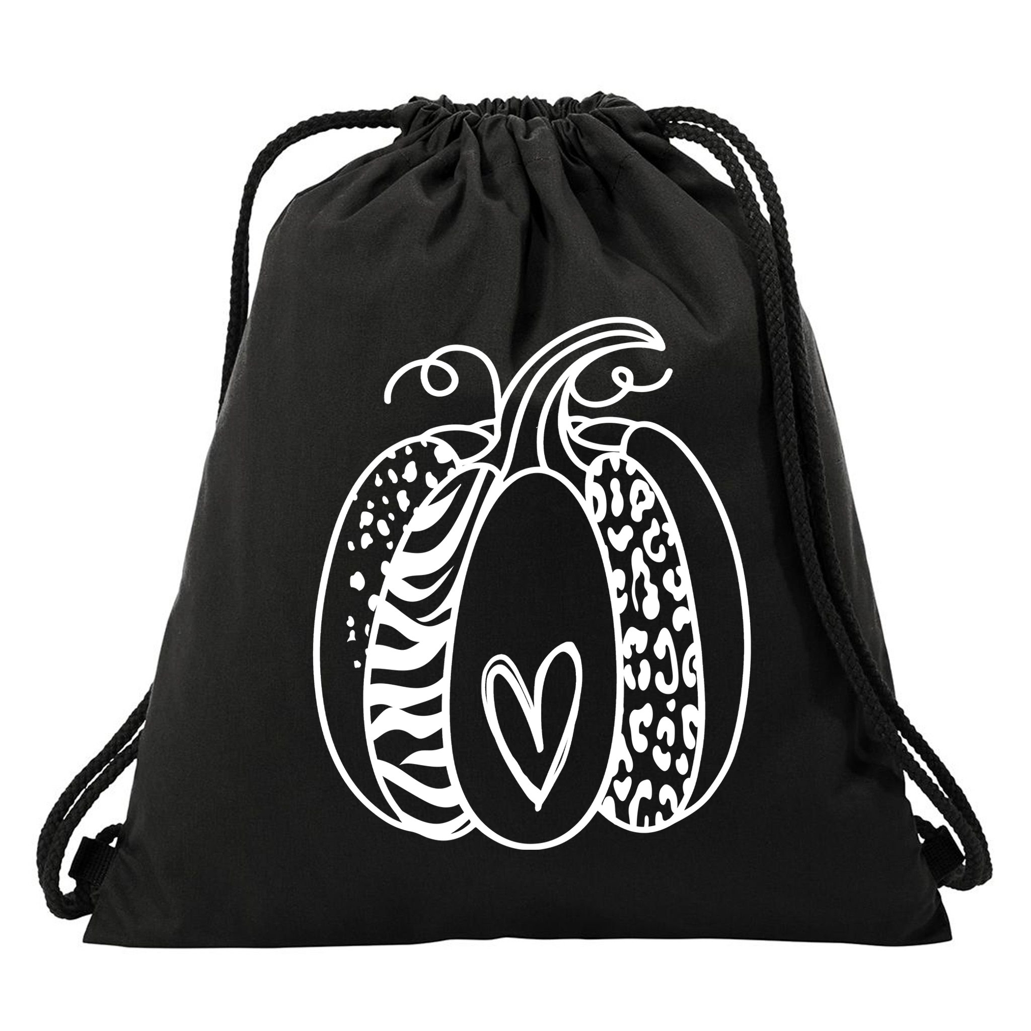 Pumpkin Heart Animal Print Cute Drawstring Bag
