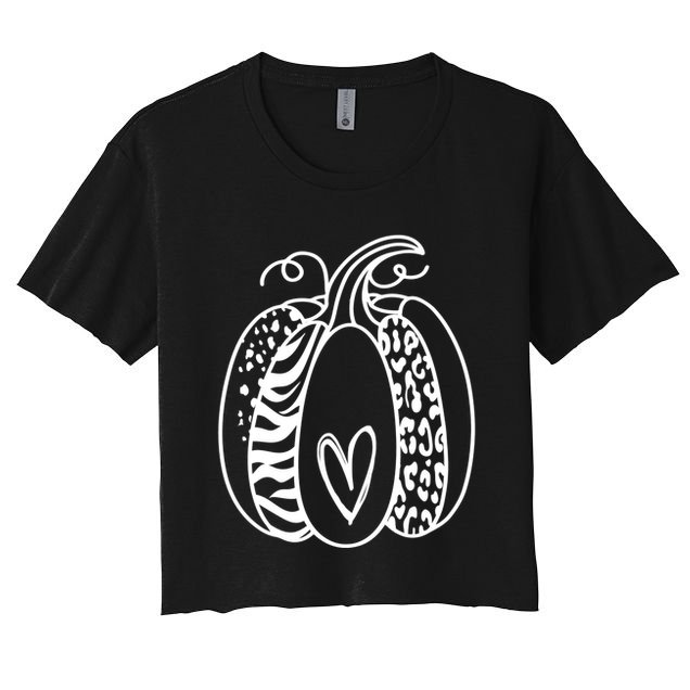 Pumpkin Heart Animal Print Cute Crop Top