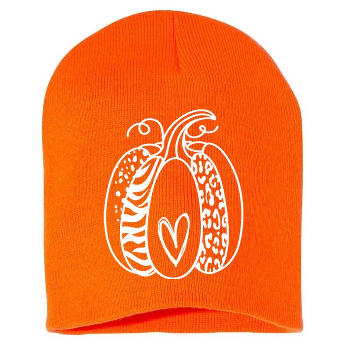 Pumpkin Heart Animal Print Cute Short Acrylic Beanie