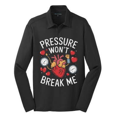 Pulmonary Hypertension Awareness High Blood Pressure Silk Touch Performance Long Sleeve Polo