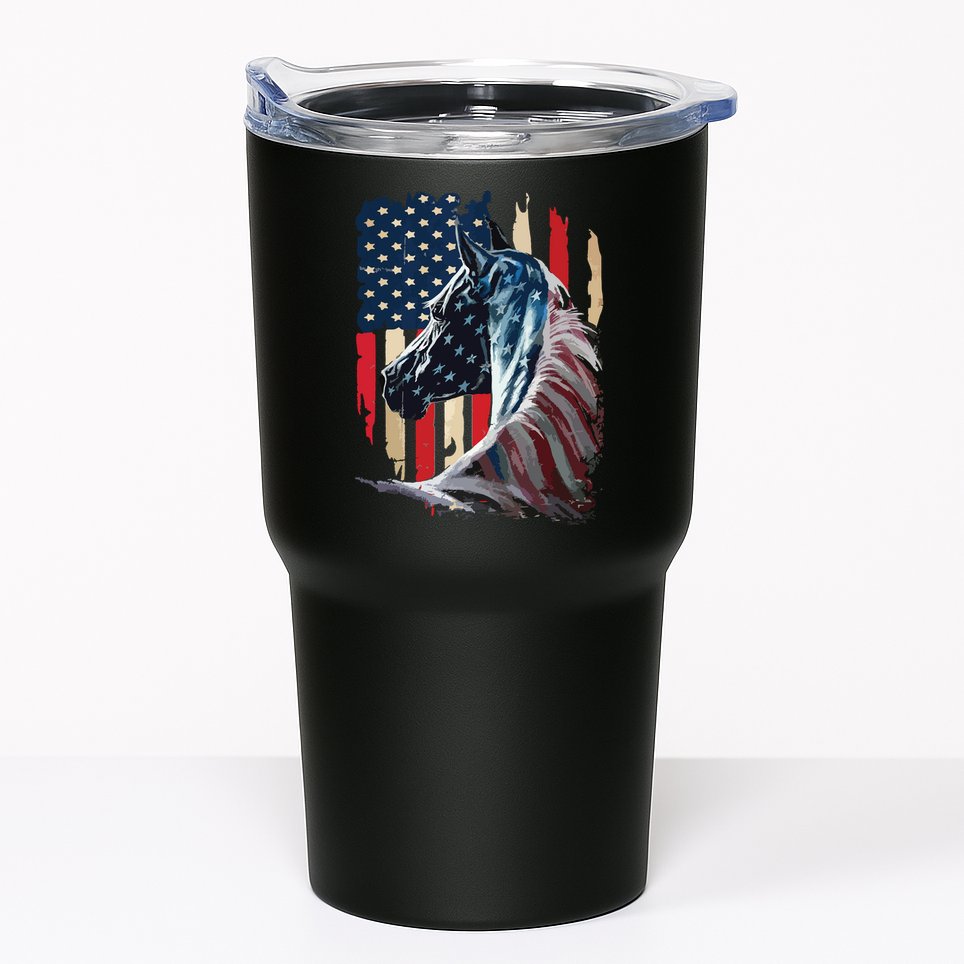 Patriotic Horse American Flag Horse Vintage Tumbler