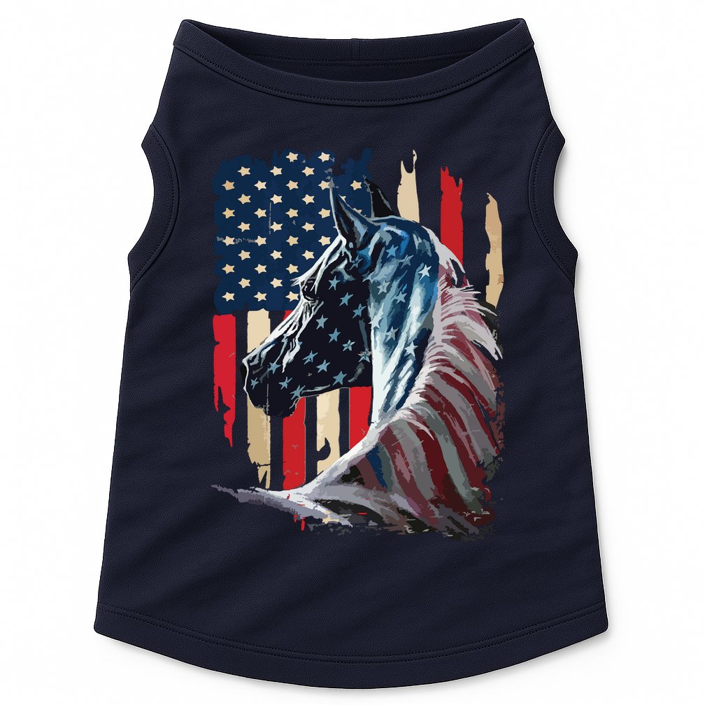 Patriotic Horse American Flag Horse Vintage Doggie Tank