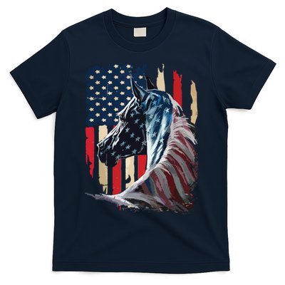 Patriotic Horse American Flag Horse Vintage T-Shirt