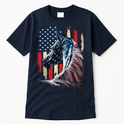 Patriotic Horse American Flag Horse Vintage Tall T-Shirt