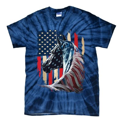Patriotic Horse American Flag Horse Vintage Tie-Dye T-Shirt