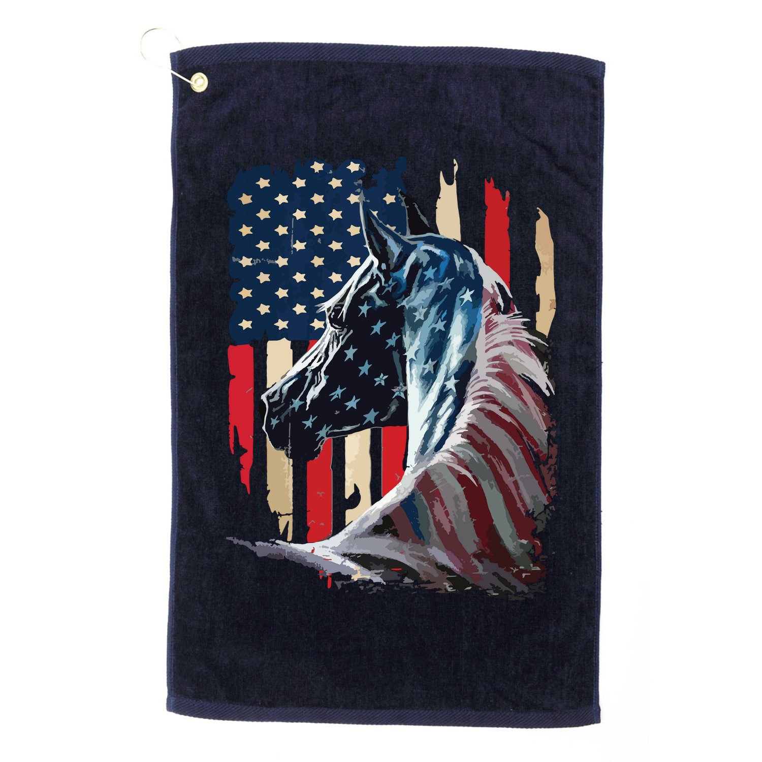 Patriotic Horse American Flag Horse Vintage Golf Towel