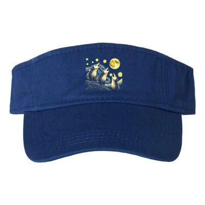 Possums Howling At Full Moon Starry Night Opossum Valucap Bio-Washed Visor