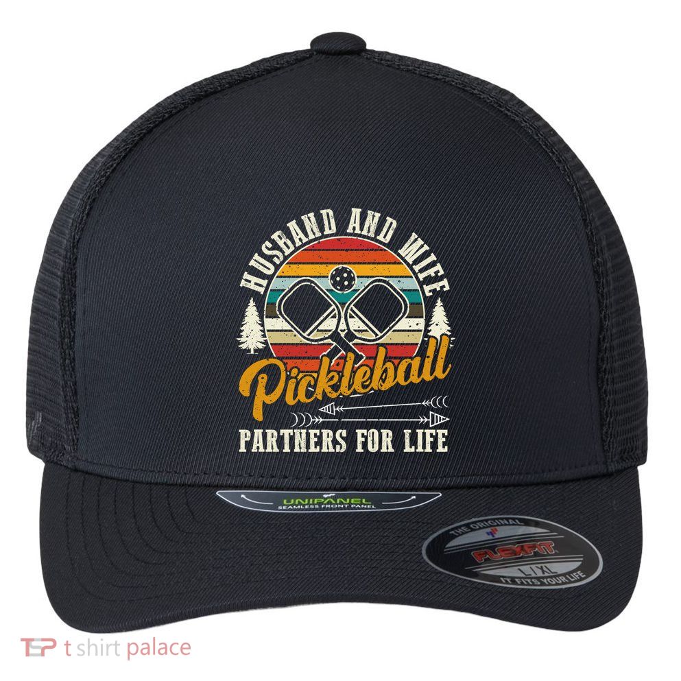 Pickleball Husband And Wife Flexfit Unipanel Trucker Cap