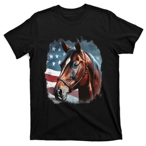 Patriotic Horse American Flag Horseback Riding T-Shirt