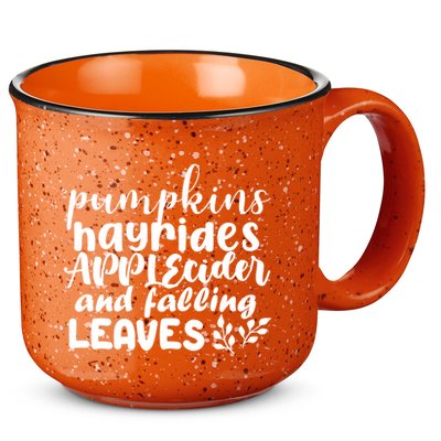 Pumpkins Hayrides Apple Cider And Falling Leaves 15oz Campfire Ceramic Mug