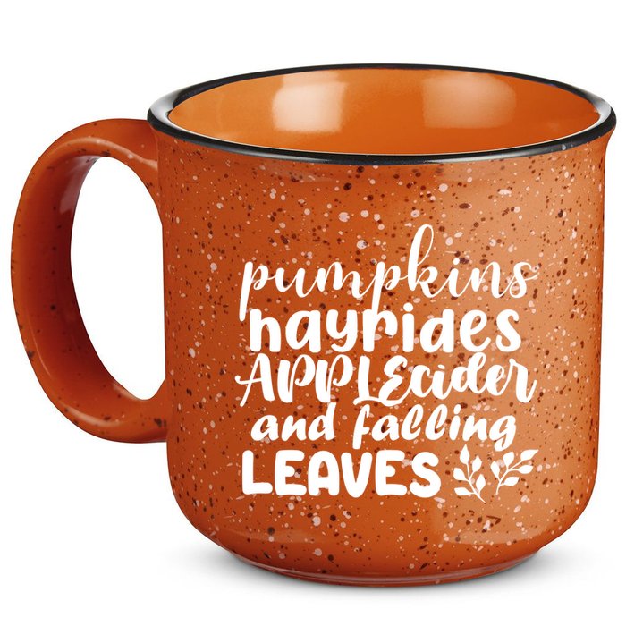 Pumpkins Hayrides Apple Cider And Falling Leaves 15oz Campfire Ceramic Mug