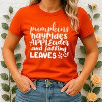 Pumpkins Hayrides Apple Cider And Falling Leaves Womens T-Shirt