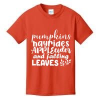 Pumpkins Hayrides Apple Cider And Falling Leaves Kids T-Shirt