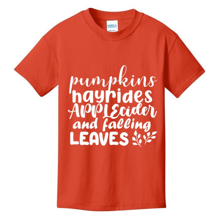 Pumpkins Hayrides Apple Cider And Falling Leaves Kids T-Shirt
