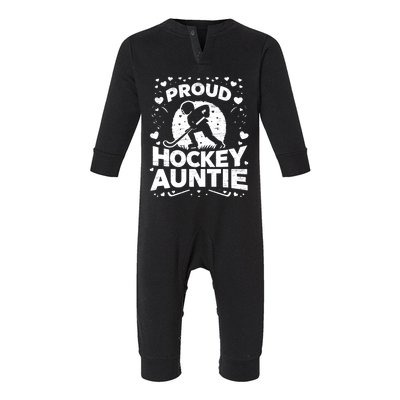 Proud Hockey Auntie Supportive Family Love Gift Infant Fleece One Piece