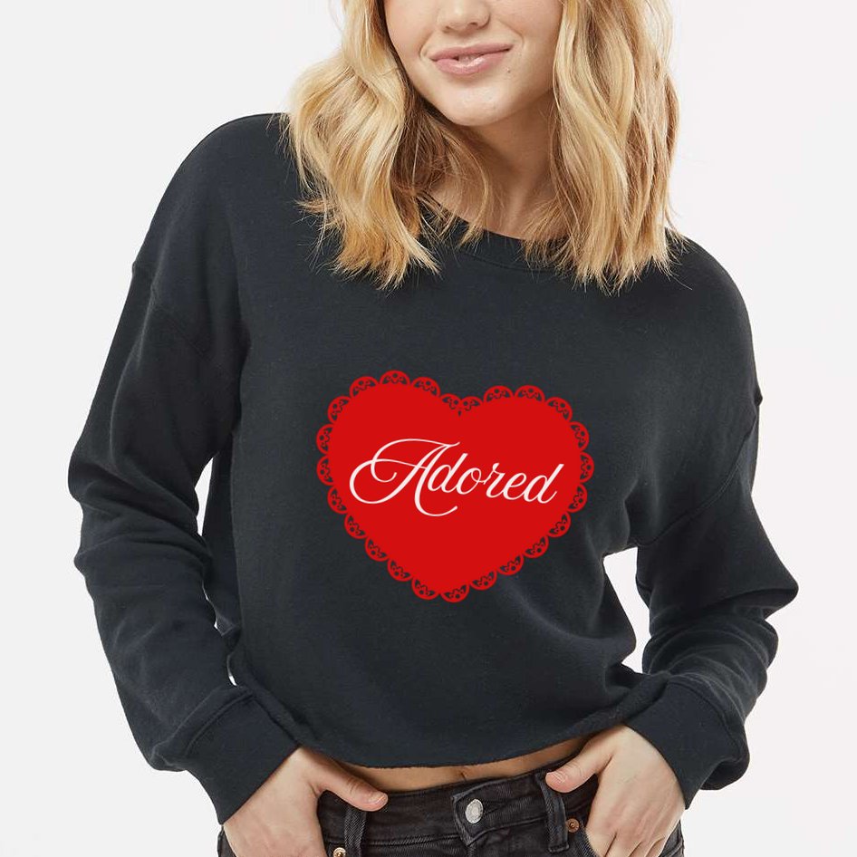 Paris Hilton Adored Heart Cropped Pullover Crew
