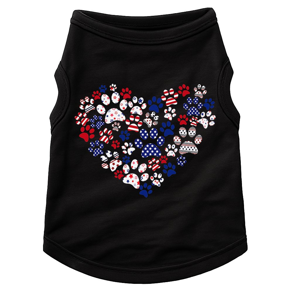 Patriotic Heart American Flag 4th Of July Dog Paw Prints Doggie Tank