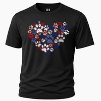 Patriotic Heart American Flag 4th Of July Dog Paw Prints Cooling Performance Crew T-Shirt