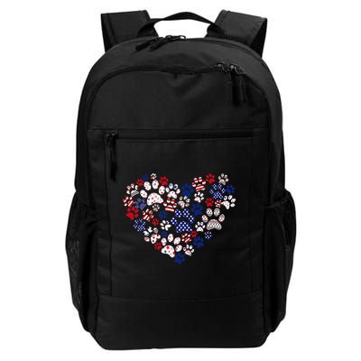 Patriotic Heart American Flag 4th Of July Dog Paw Prints Backpack