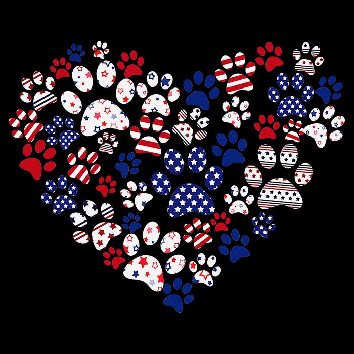 Patriotic Heart American Flag 4th Of July Dog Paw Prints Sustainable Bucket Hat