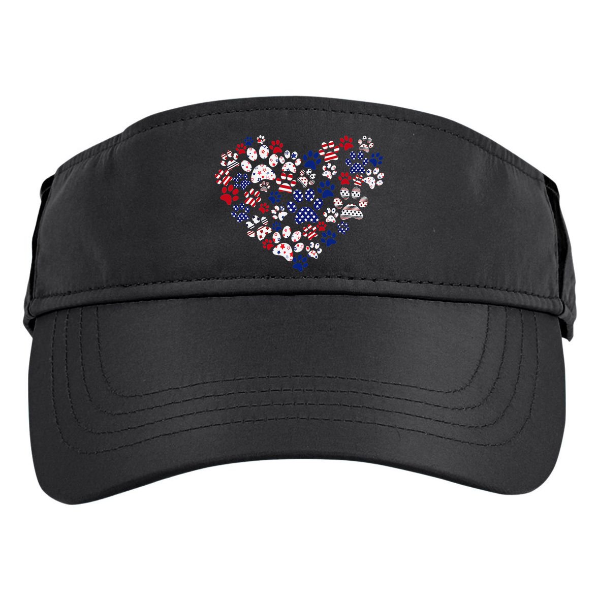 Patriotic Heart American Flag 4th Of July Dog Paw Prints Adult Drive Performance Visor