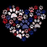 Patriotic Heart American Flag 4th Of July Dog Paw Prints 16 in Basic Backpack