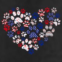 Patriotic Heart American Flag 4th Of July Dog Paw Prints Golf Towel