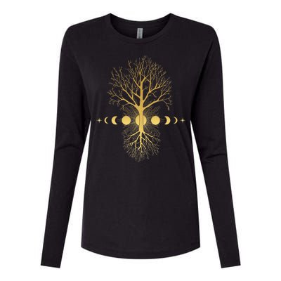 Phases Of The Moon Roots Womens Cotton Relaxed Long Sleeve T-Shirt