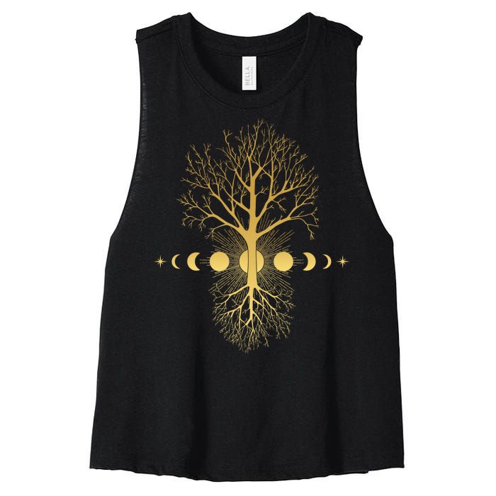 Phases Of The Moon Roots Women's Racerback Cropped Tank