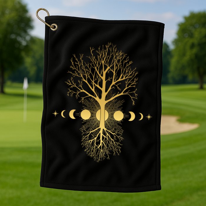 Phases Of The Moon Roots Golf Towel