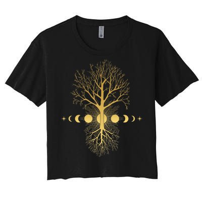 Phases Of The Moon Roots Women's Crop Top Tee