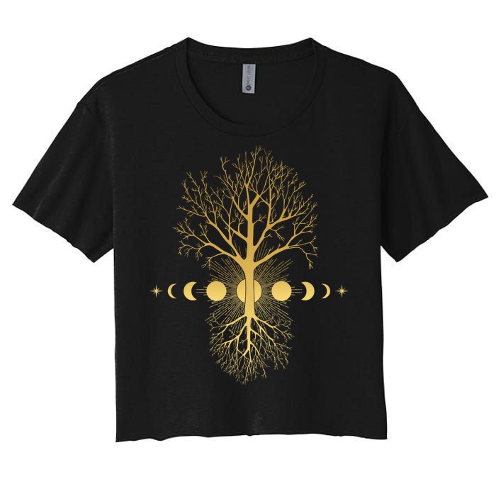 Phases Of The Moon Roots Women's Crop Top Tee