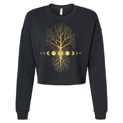 Phases Of The Moon Roots Cropped Pullover Crew